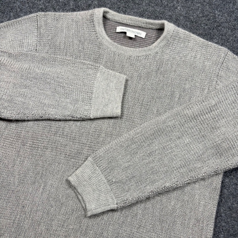 Outerknown Sweater Mens M Gray Baby Alpaca Organic Cotton Ribbed